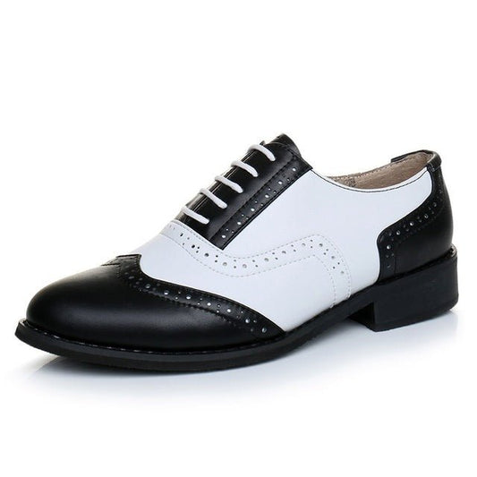 Women vintage flat shoes round toe handmade oxford - LiveTrendsX