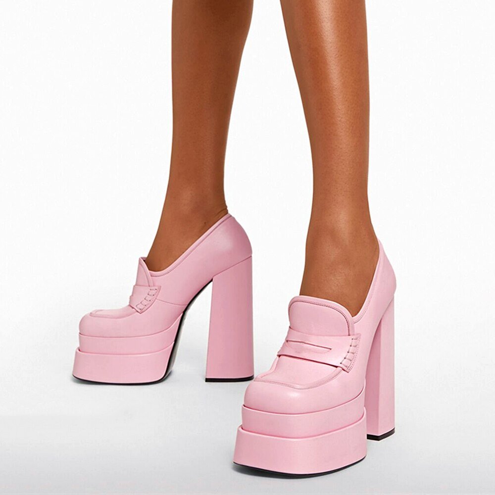 Women Waterproof Heels Pumps Platform Slip - On Shoes - LiveTrendsX