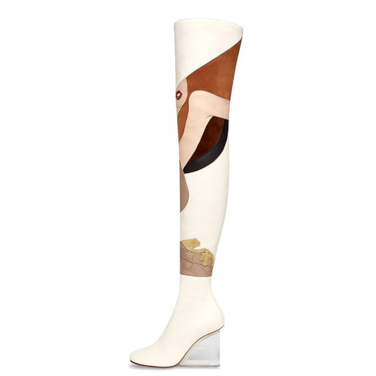 Women White Thigh High Over The Knee Boots - LiveTrendsX