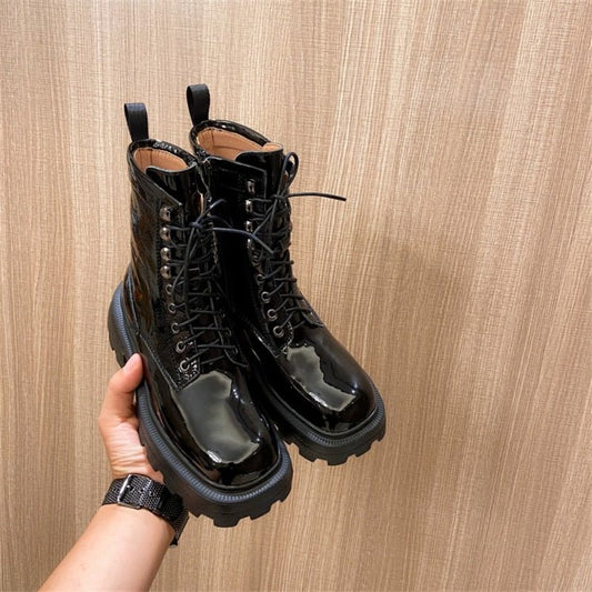 Women Zipper Platform Genuine Leather Motorcycle Shoes - LiveTrendsX