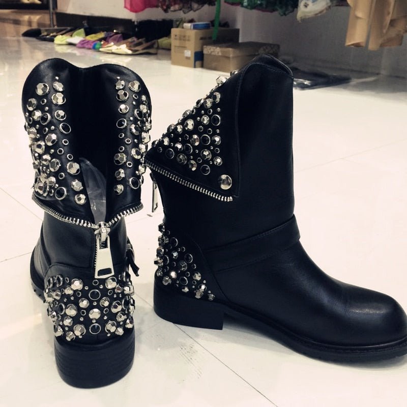 Women's Genuine Leather ankle boots big size fit for Autumn and winter - LiveTrendsX