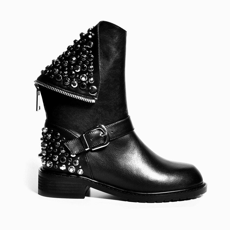 Women's Genuine Leather ankle boots big size fit for Autumn and winter - LiveTrendsX