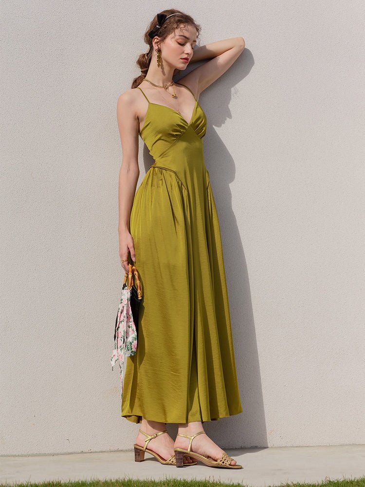 Women's high - end green dress niche satin - LiveTrendsX