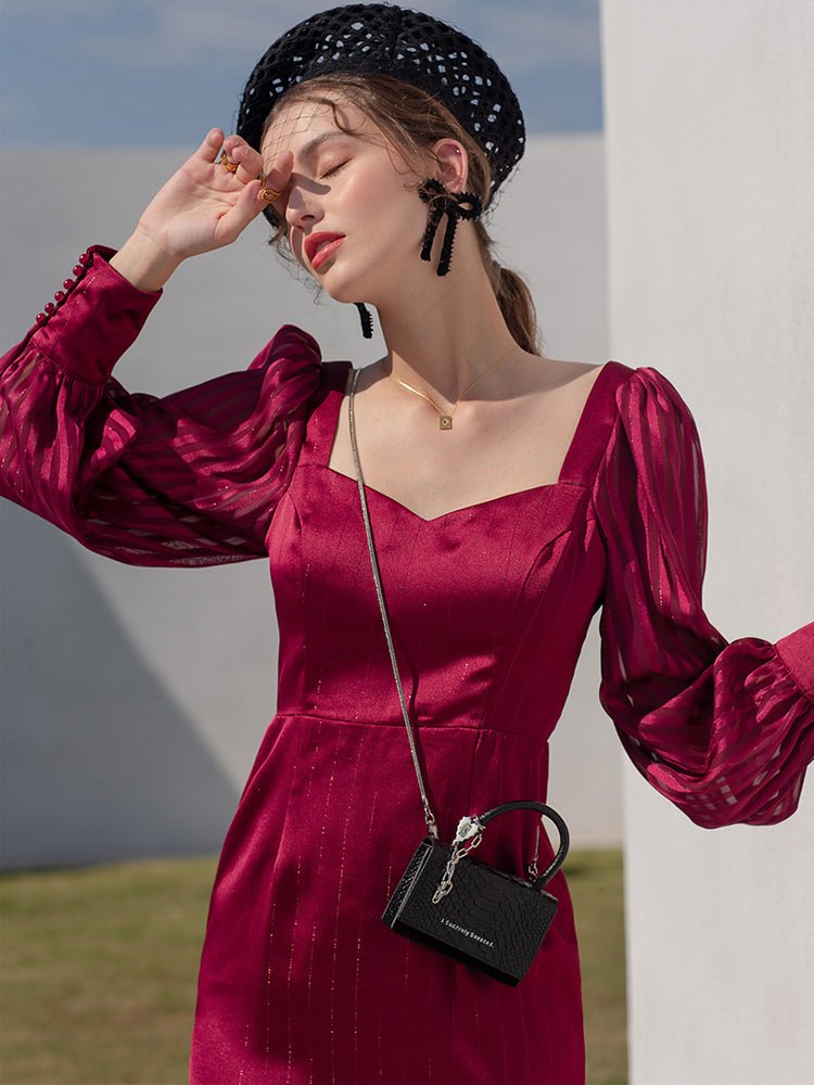 Women's high - end slimming dress covering arms - LiveTrendsX