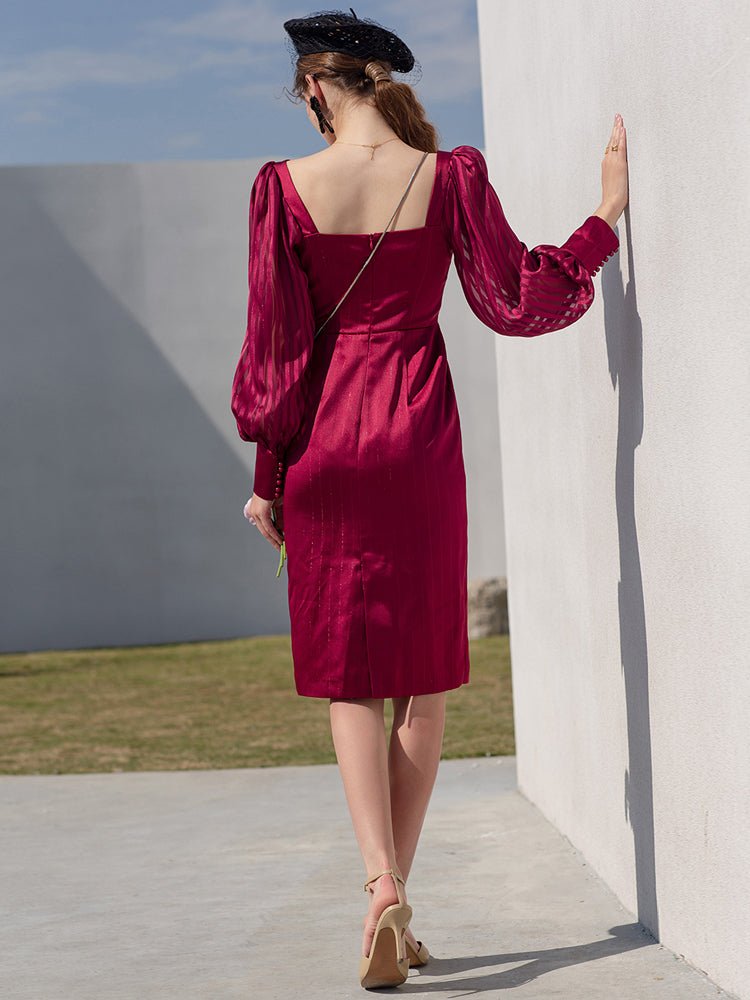 Women's high - end slimming dress covering arms - LiveTrendsX