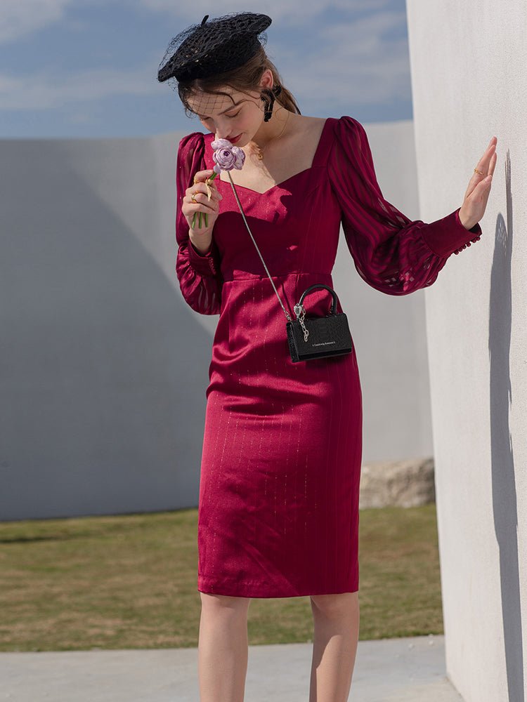 Women's high - end slimming dress covering arms - LiveTrendsX