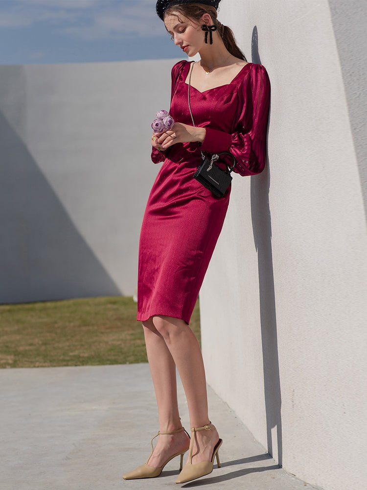 Women's high - end slimming dress covering arms - LiveTrendsX