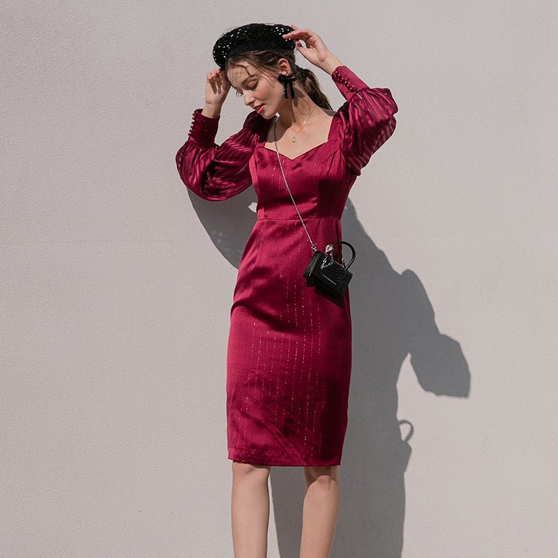 Women's high - end slimming dress covering arms - LiveTrendsX