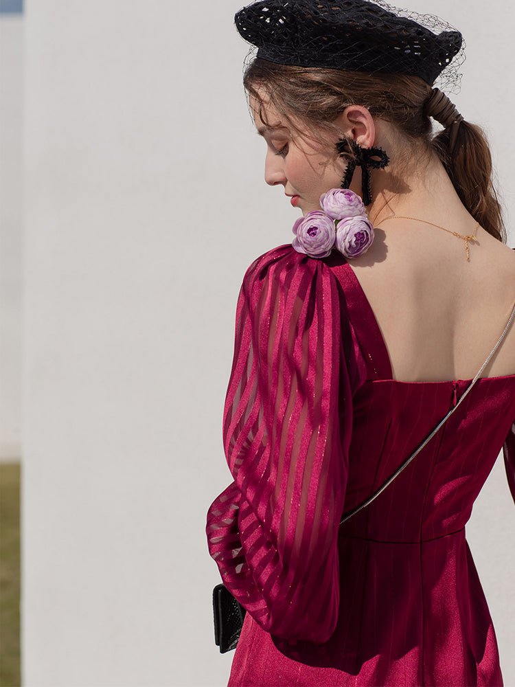 Women's high - end slimming dress covering arms - LiveTrendsX