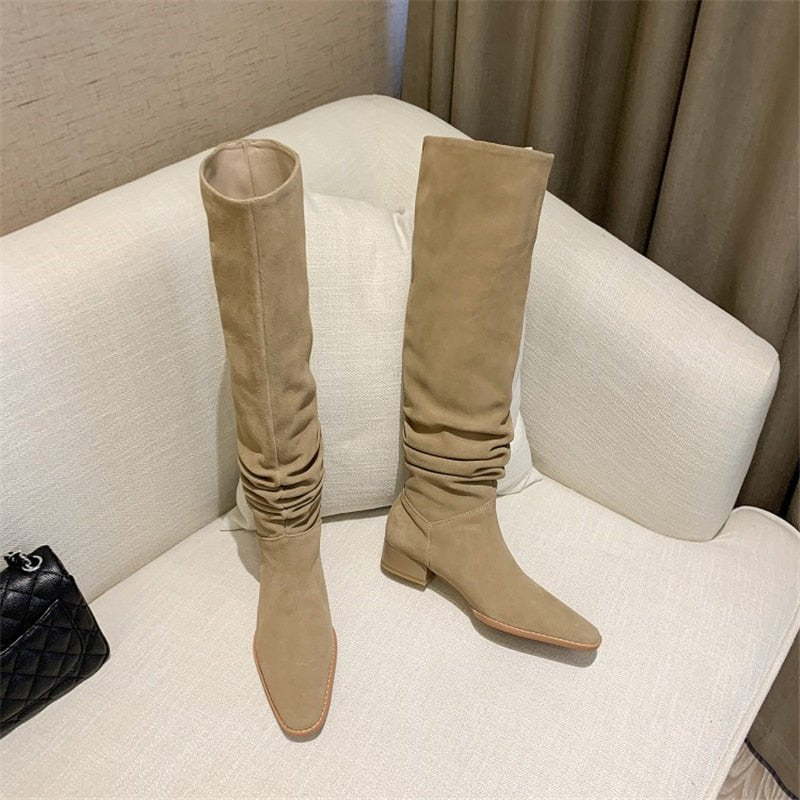 Women's Retro Boots Square Toe Thick High Heel Shoes - LiveTrendsX