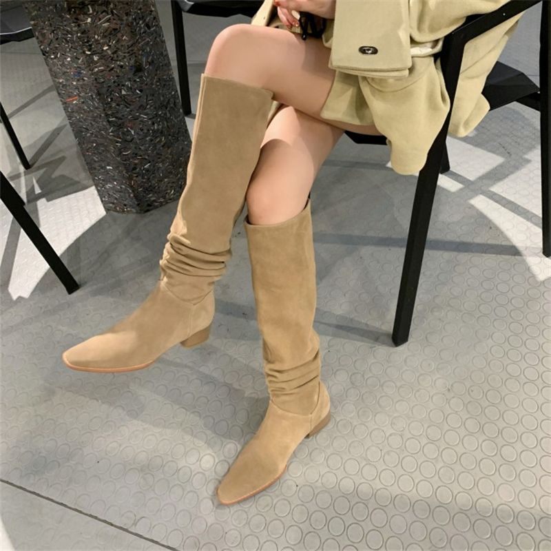 Women's Retro Boots Square Toe Thick High Heel Shoes - LiveTrendsX