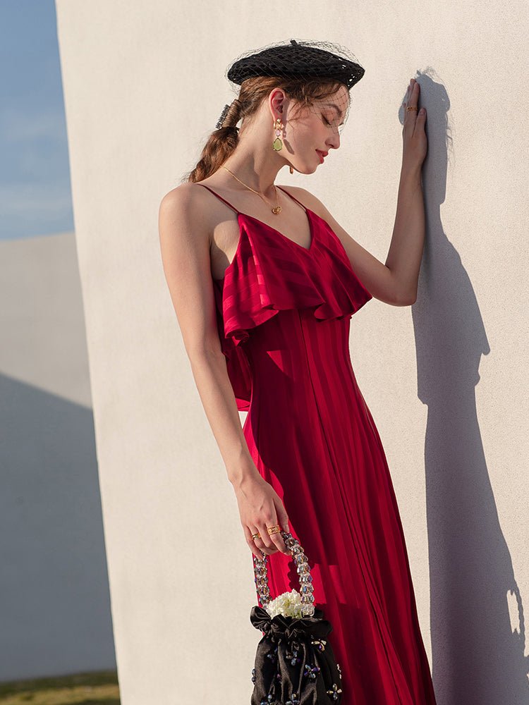 Women's Satin Long Slim Fit Slim Strap Backless Evening Dress - LiveTrendsX