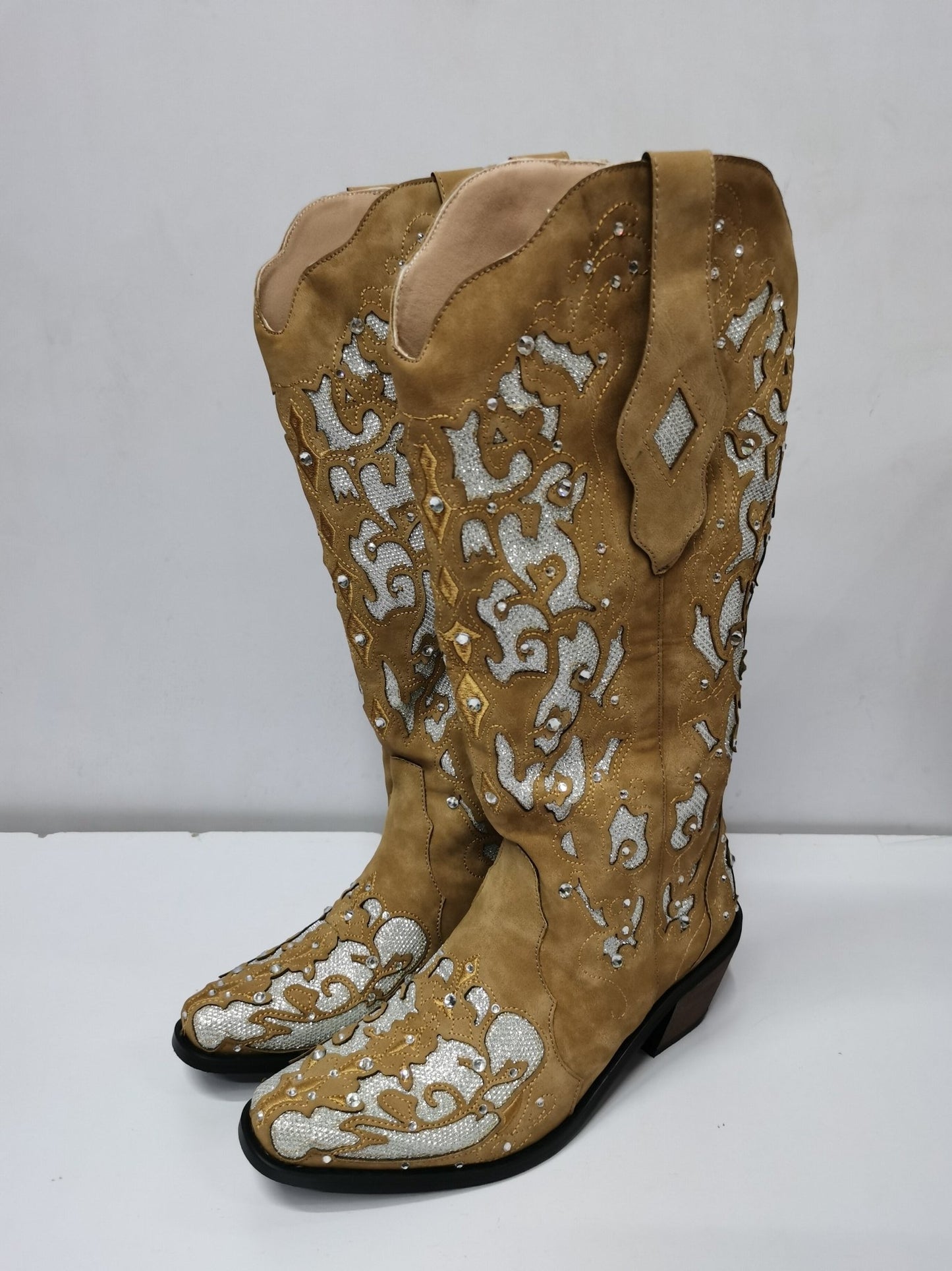 Women's Shoes Embroidery Ethnic Style High Tube Thick Heel Big Size - LiveTrendsX