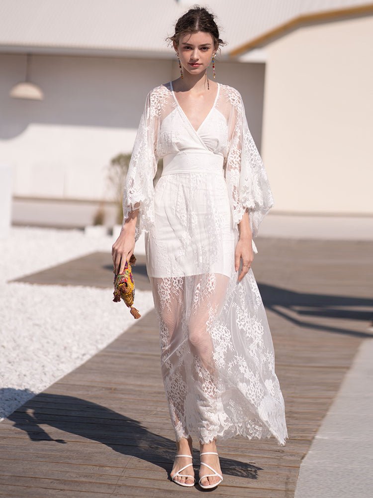 Women's Summer Bohemian White Seaside Resort Dress - LiveTrendsX