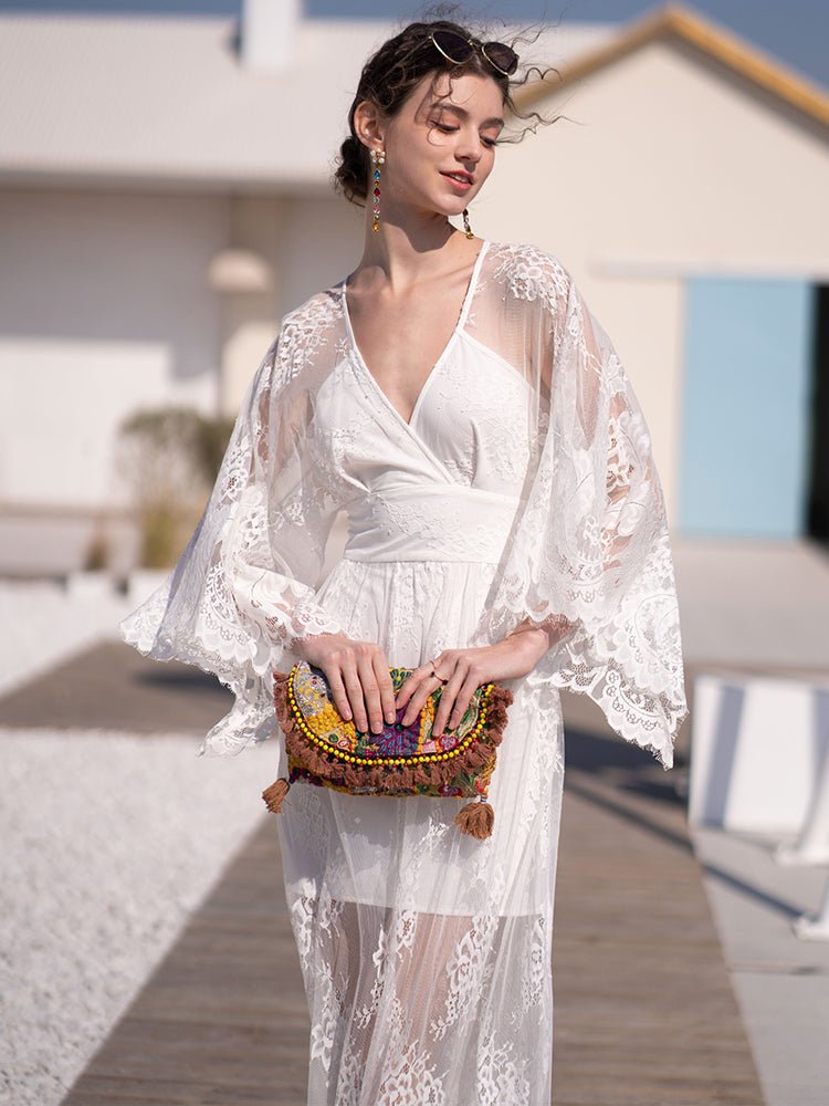 Women's Summer Bohemian White Seaside Resort Dress - LiveTrendsX