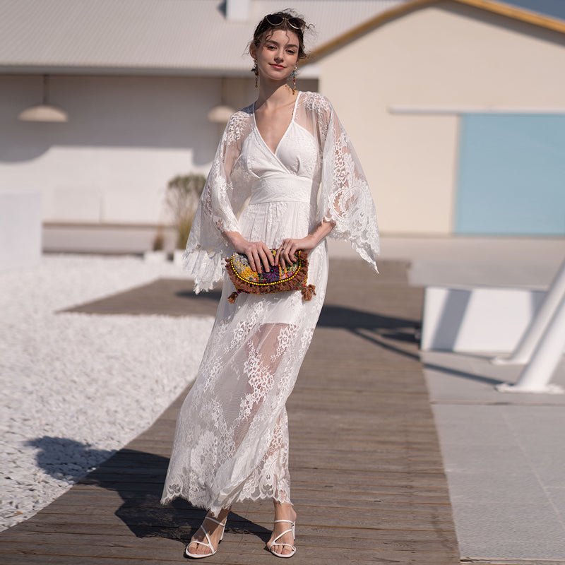 Women's Summer Bohemian White Seaside Resort Dress - LiveTrendsX