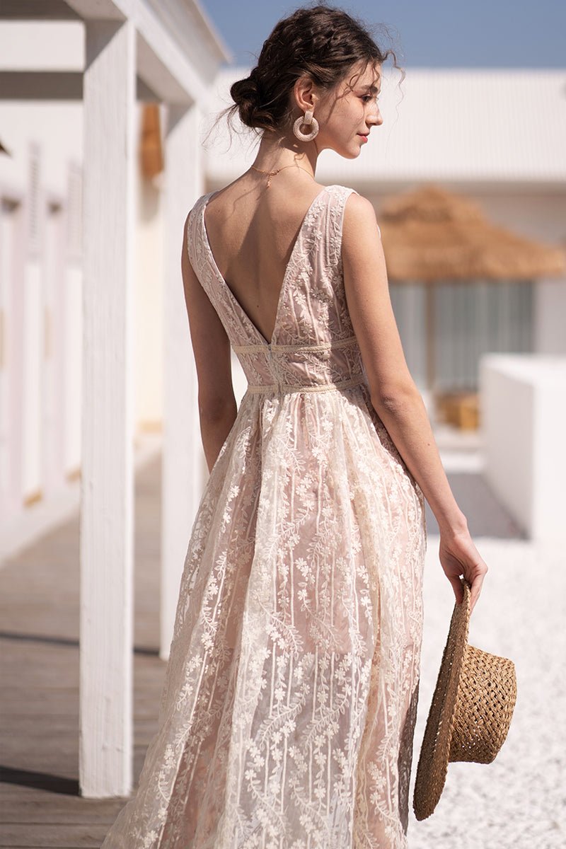 Women's Summer Puff Skirt Deep V Backless Long Skirt - LiveTrendsX