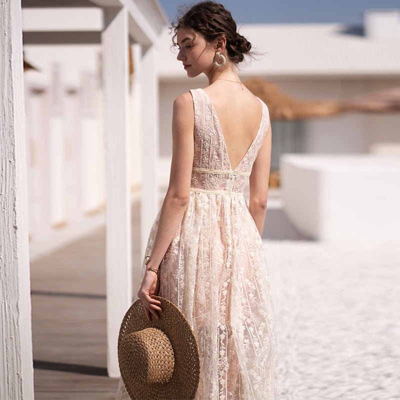 Women's Summer Puff Skirt Deep V Backless Long Skirt - LiveTrendsX