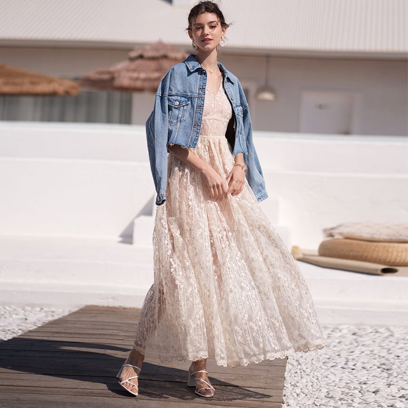 Women's Summer Puff Skirt Deep V Backless Long Skirt - LiveTrendsX