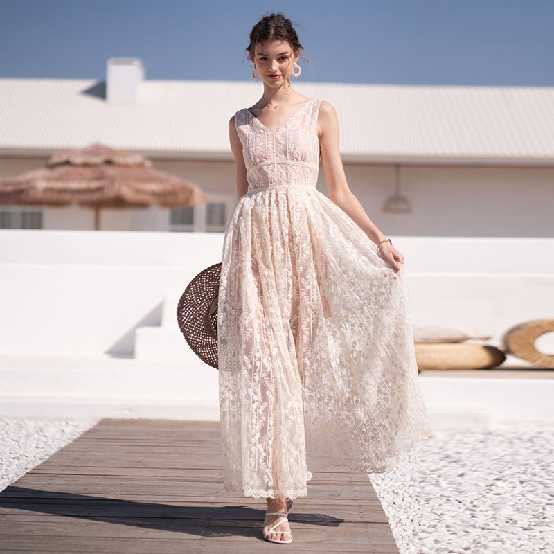 Women's Summer Puff Skirt Deep V Backless Long Skirt - LiveTrendsX