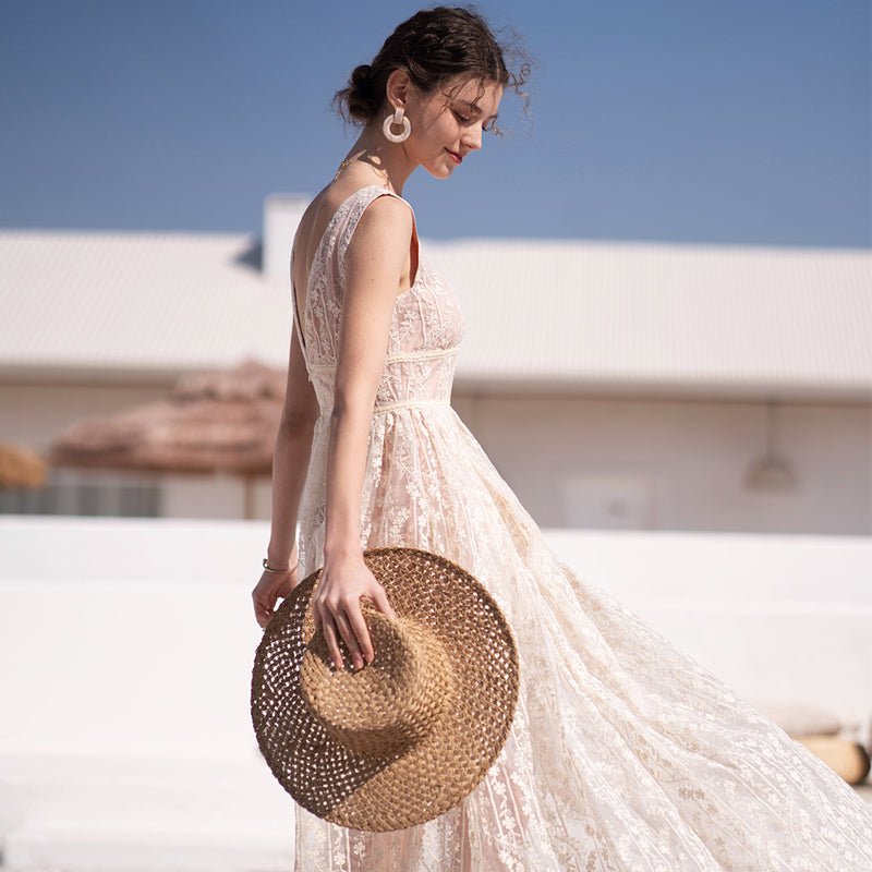 Women's Summer Puff Skirt Deep V Backless Long Skirt - LiveTrendsX