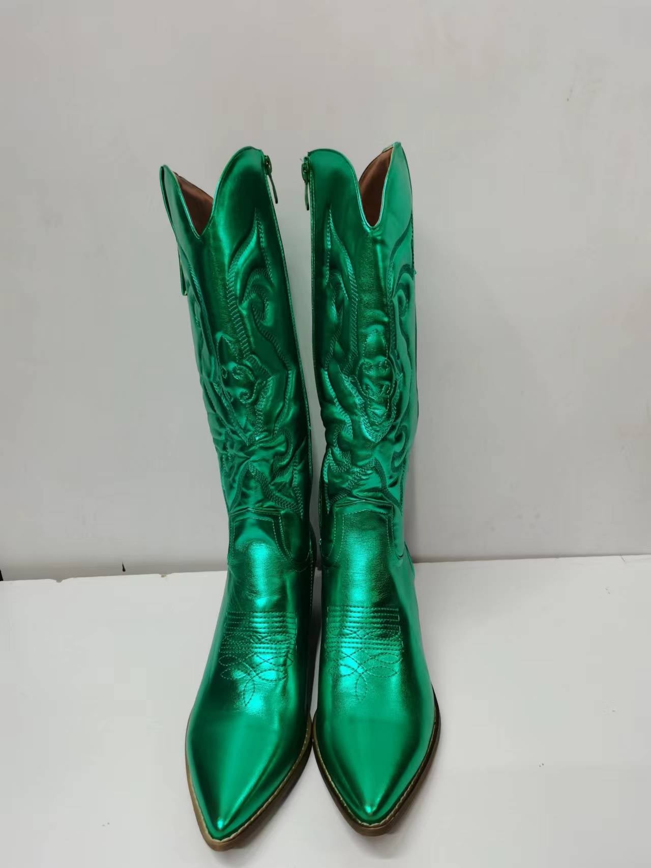 Zip Embroidered Pointed Toe Autumn Trendy Mid Calf Boots Shoes - LiveTrendsX