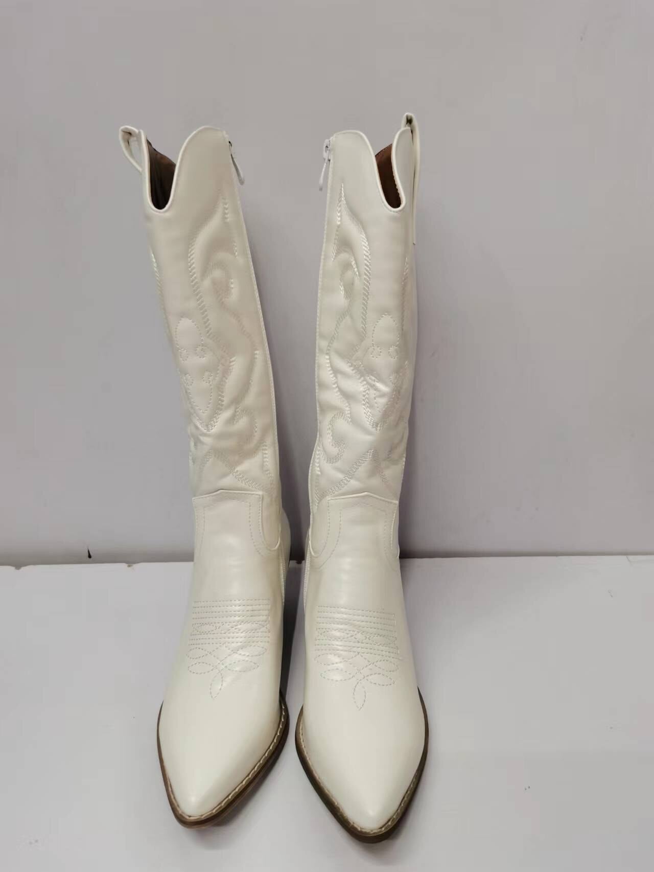 Zip Embroidered Pointed Toe Autumn Trendy Mid Calf Boots Shoes - LiveTrendsX